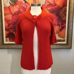 REFERENCE POINT Woven Orange Two Button/Snap Sweater Cardigan